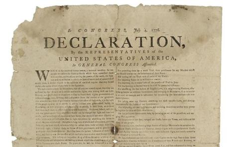 A broadside of the Declaration of Independence.
